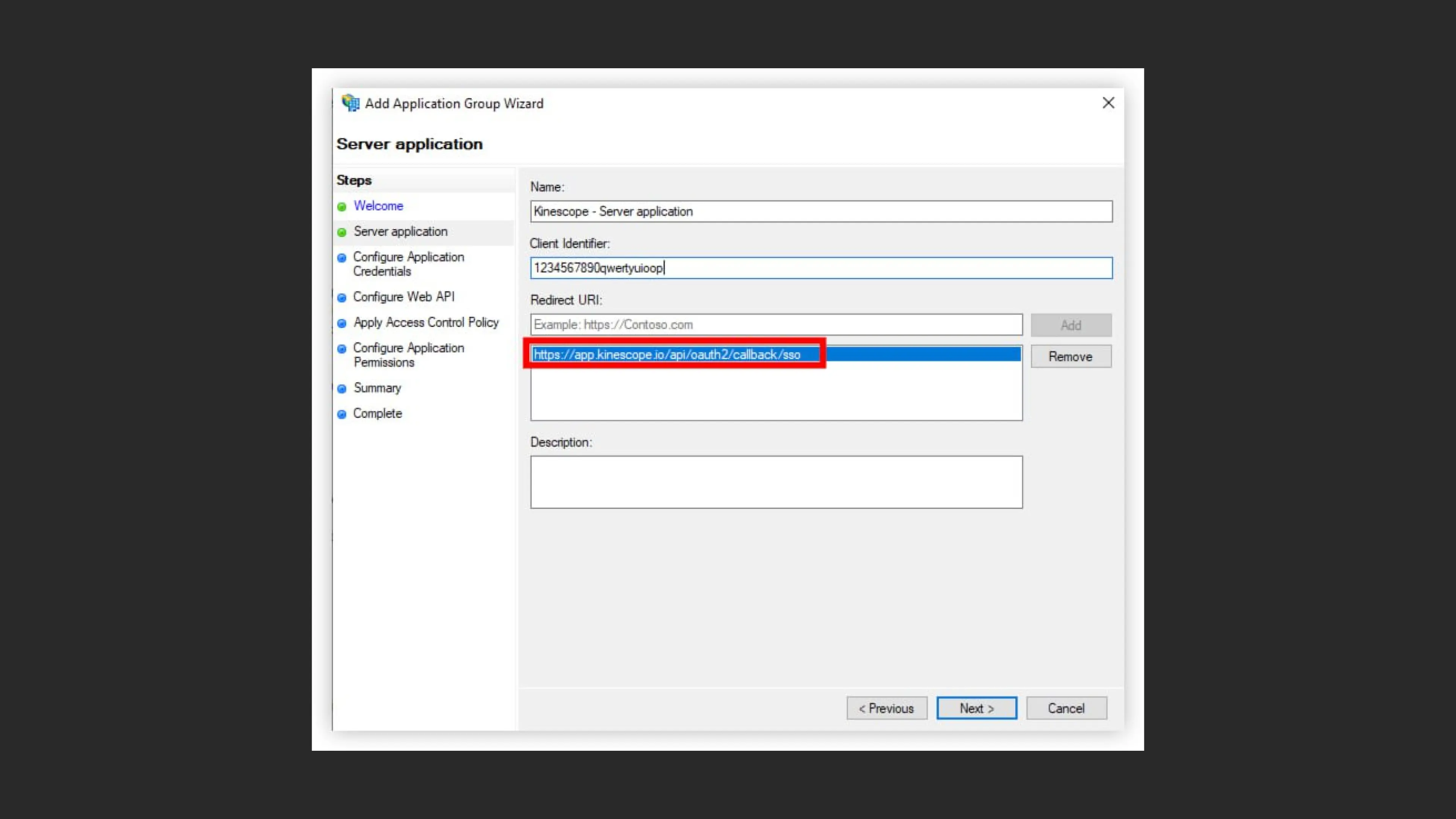 Настройка Server Application в AD FS